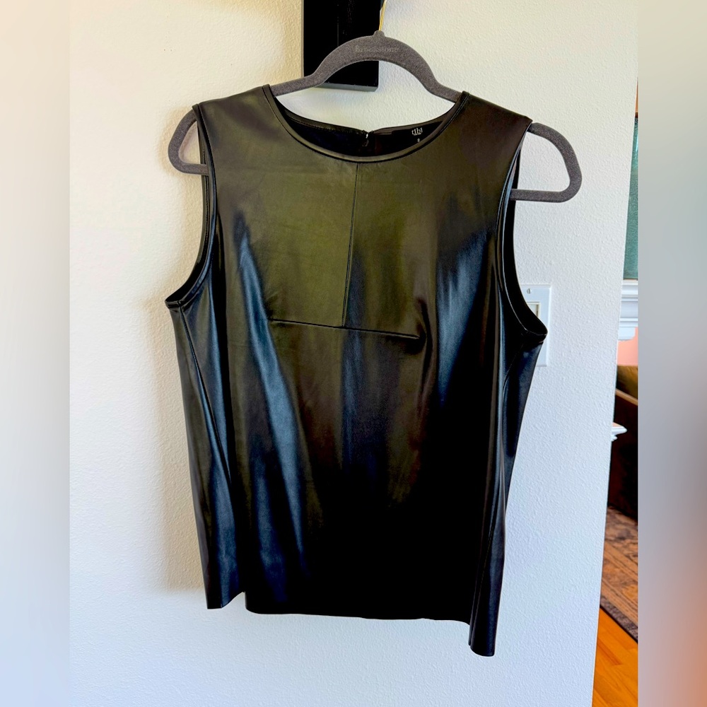 TIBI faux leather sleeveless top size 8.